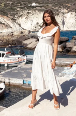 Cottage Eyelet Ruffle Midi Dress -Larana Style Shop A58A2396 scaled