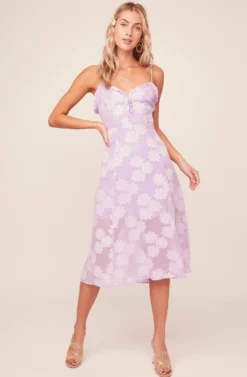 Elaina Floral Midi Dress -Larana Style Shop ACDR100246 LAVENDER SHADOW 2AA scaled