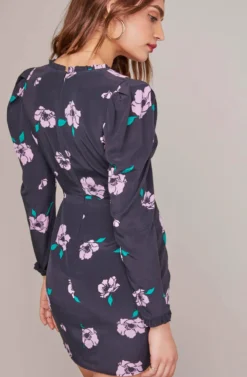 Marinke Floral Print Dress 9 Marinke Floral Print Dress -Larana Style Shop ACDR100325 BLACK IRON LILAC FLORAL 5A scaled