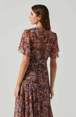 Mirella Floral Midi Dress 16 Mirella Floral Midi Dress -Larana Style Shop ACDR100436DS ORANGEPURPLEFLORAL 5 scaled