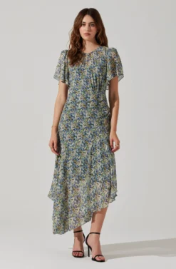 Mirella Floral Midi Dress 20 Mirella Floral Midi Dress -Larana Style Shop ACDR100436 BLACKBLUEFLORAL 1 scaled