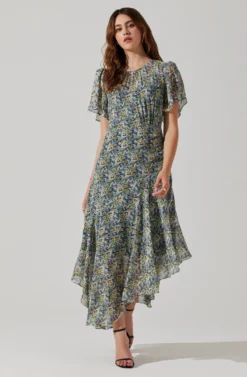 Mirella Floral Midi Dress 18 Mirella Floral Midi Dress -Larana Style Shop ACDR100436 BLACKBLUEFLORAL 6 scaled