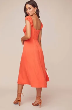 Bonjour Midi Dress -Larana Style Shop ACDR100539 TANGERINE 3 scaled