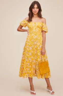 Te Amo Eyelet Midi Dress -Larana Style Shop ACDR100582 MUSTARD 2 scaled