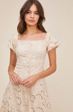 Te Amo Eyelet Midi Dress -Larana Style Shop ACDR100582 NATURAL 2 scaled