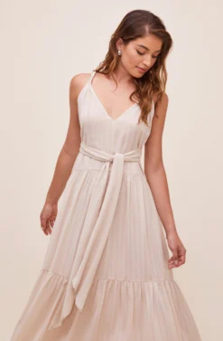 Eartha Tie Waist Maxi Dress -Larana Style Shop ACDR100834 CREAM 5 scaled