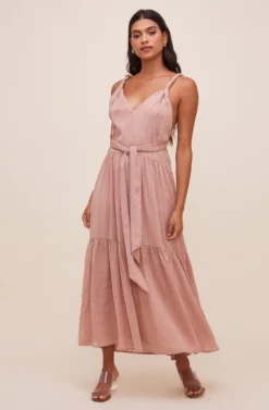Eartha Tie Waist Maxi Dress -Larana Style Shop ACDR100834 DUSTYROSE 1 scaled