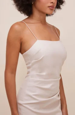 Leatherette Square Neck Mini Dress -Larana Style Shop ACDR100845 SAND 6 scaled