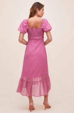 Rocco Puff Sleeve Midi Dress -Larana Style Shop ACDR100850 ORCHID 6 scaled