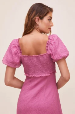 Rocco Puff Sleeve Midi Dress -Larana Style Shop ACDR100850 ORCHID 7 scaled