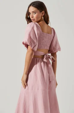 Angeles Puff Sleeve Cutout Dress -Larana Style Shop ACDR100897 PINK 7 1 scaled