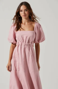 Angeles Puff Sleeve Cutout Dress -Larana Style Shop ACDR100897 PINK 7 10 scaled