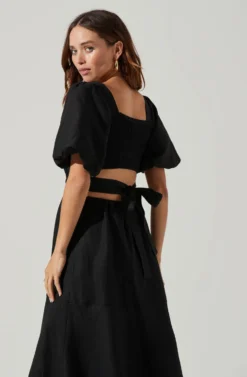 Angeles Puff Sleeve Cutout Dress -Larana Style Shop ACDR100897 PINK 7 6 scaled