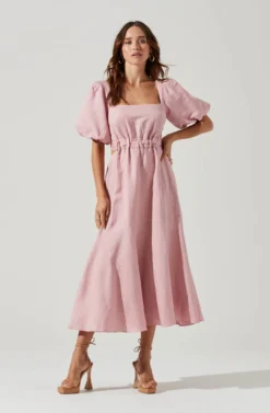 Angeles Puff Sleeve Cutout Dress -Larana Style Shop ACDR100897 PINK 7 7 scaled