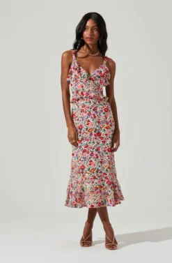 Wildflower Ruffle Cutout Midi Dress -Larana Style Shop ACDR100906 PINKREDFLORAL 1 e9d0243e 79ac 4fd6 a722 ef066b35eb85 scaled