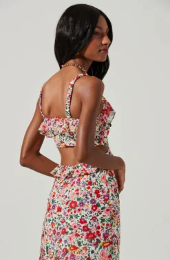 Wildflower Ruffle Cutout Midi Dress -Larana Style Shop ACDR100906 PINKREDFLORAL 4 6b1aa250 2519 4a40 a698 ad4bbb75688d scaled