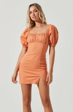 Wendy Square Neck Puff Sleeve Mini Dress -Larana Style Shop ACDR100952C PAPAYA 2 4f7d3402 6b43 4d50 9672 75fa667043c0 scaled