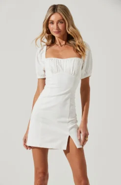 Wendy Square Neck Puff Sleeve Mini Dress -Larana Style Shop ACDR100952C WHITE 4 37ac2aa1 3bcb 4ae2 9f17 baee1e56604b scaled