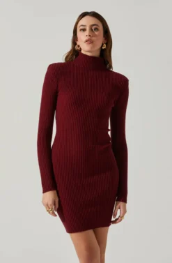 Gwendolyn Turtleneck Sweater Mini Dress 21 Gwendolyn Turtleneck Sweater Mini Dress -Larana Style Shop ACDR100970SH WINE 4 scaled
