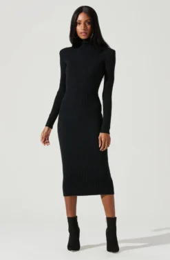 Abilene Long Sleeve Turtleneck Midi Sweater Dress 18 Abilene Long Sleeve Turtleneck Midi Sweater Dress -Larana Style Shop ACDR100970 BLACK 1558 scaled