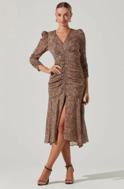 Medine Animal Print Midi Dress