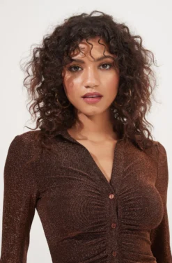 Ambel Metallic Ruched Button Down Mini Dress 10 Ambel Metallic Ruched Button Down Mini Dress -Larana Style Shop ACDR101026 COPPER 3 scaled