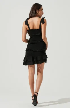 Eastwick Smocked Ruffle Mini Dress -Larana Style Shop ACDR101076B BLACK 3 scaled