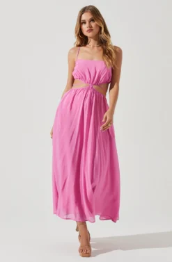 Sanger Cutout Midi Dress 20 Sanger Cutout Midi Dress -Larana Style Shop ACDR101144C PINK 0873 scaled
