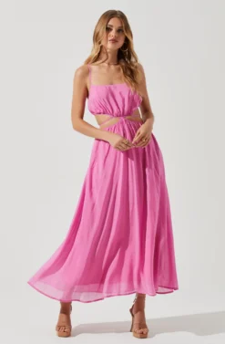 Sanger Cutout Midi Dress 18 Sanger Cutout Midi Dress -Larana Style Shop ACDR101144C PINK 0876 scaled