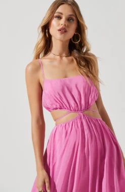 Sanger Cutout Midi Dress 21 Sanger Cutout Midi Dress -Larana Style Shop ACDR101144C PINK 0882 scaled