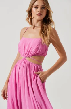 Sanger Cutout Midi Dress 19 Sanger Cutout Midi Dress -Larana Style Shop ACDR101144C PINK 0885 scaled