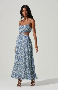Sanger Floral Side Cutout Maxi Dress -Larana Style Shop ACDR101144 BLUEFLORAL 3 scaled
