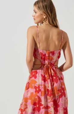 Sanger Floral Cutout Midi Dress -Larana Style Shop ACDR101144 PINKREDMULTIFLORAL 0605 scaled