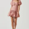 Syah Puff Sleeve Bubble Hem Mini Dress