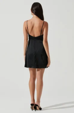 Peony Satin Ruched Mini Dress -Larana Style Shop ACDR101162B BLACK 1997 scaled