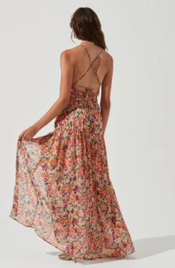 Tropics Plunge Neck Pleated Open Back Maxi Dress -Larana Style Shop ACDR101168 PEACHFUCHSIAFLORAL 0699 924c36b3 0cbb 4931 874e c4cd5678f6d7 scaled