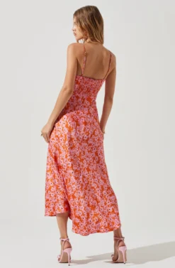 Farida Floral Cutout Midi Dress -Larana Style Shop ACDR101171 ORANGEPINKFLORAL 0469 scaled