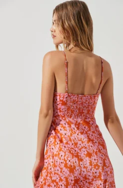 Farida Floral Cutout Midi Dress -Larana Style Shop ACDR101171 ORANGEPINKFLORAL 0474 scaled