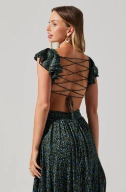 Primrose Floral Strappy Back Maxi Dress -Larana Style Shop ACDR101176 BLACKBLUEDITSY 6 scaled