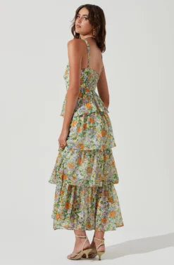 Midsummer Floral Tiered Maxi Dress 34 Midsummer Floral Tiered Maxi Dress -Larana Style Shop ACDR101226B GREENORANGEMULTIFLORAL 0736 scaled
