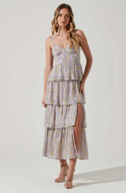 Midsummer Floral Tiered Maxi Dress 26 Midsummer Floral Tiered Maxi Dress -Larana Style Shop ACDR101226B LAVENDERYELLOWFLR 1 scaled