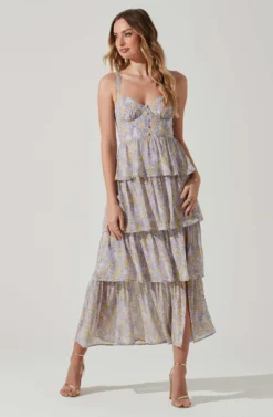Midsummer Floral Tiered Maxi Dress 24 Midsummer Floral Tiered Maxi Dress -Larana Style Shop ACDR101226B LAVENDERYELLOWFLR 2 scaled