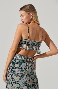 Palace Floral Cutout Ruffle Maxi Dress -Larana Style Shop ACDR101252 BLACKMULTIFLORAL 04321 scaled