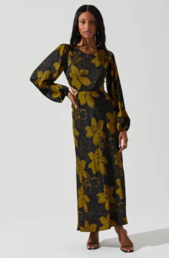 Quinn Floral Cutout Midi Dress 15 Quinn Floral Cutout Midi Dress -Larana Style Shop ACDR101358 BLACKMUSTARDFLORAL 2 scaled