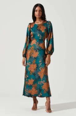Quinn Floral Cutout Midi Dress 19 Quinn Floral Cutout Midi Dress -Larana Style Shop ACDR101358 GREENRUSTFLORAL 2021 scaled