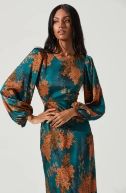 Quinn Floral Cutout Midi Dress 22 Quinn Floral Cutout Midi Dress -Larana Style Shop ACDR101358 GREENRUSTFLORAL 2029 scaled
