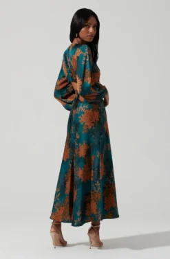 Quinn Floral Cutout Midi Dress 24 Quinn Floral Cutout Midi Dress -Larana Style Shop ACDR101358 GREENRUSTFLORAL 2033 scaled