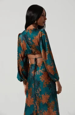 Quinn Floral Cutout Midi Dress 23 Quinn Floral Cutout Midi Dress -Larana Style Shop ACDR101358 GREENRUSTFLORAL 2036 scaled