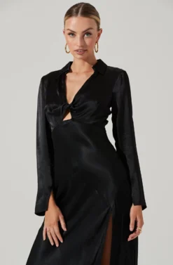 Wanda Satin Cutout Long Sleeve Midi Dress 15 Wanda Satin Cutout Long Sleeve Midi Dress -Larana Style Shop ACDR101361 BLACK 08661 scaled