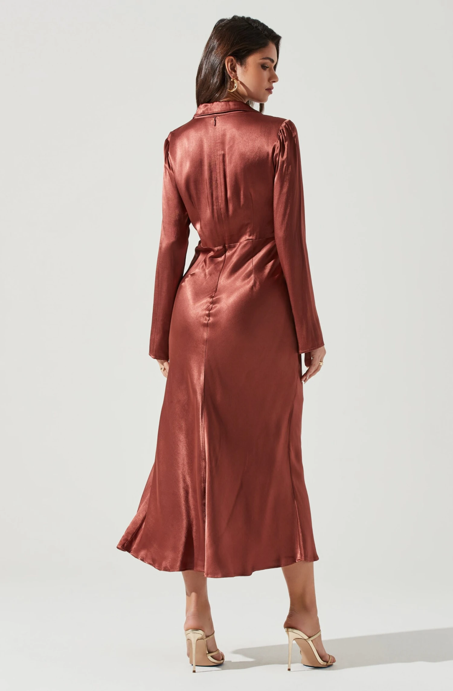 Wanda Satin Cutout Long Sleeve Midi Dress 12 Wanda Satin Cutout Long Sleeve Midi Dress - Image 12